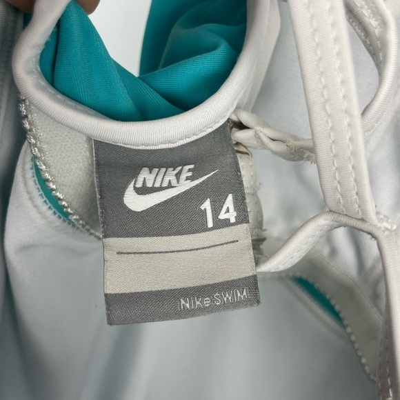 Nike Aqua Blue One Piece Racerback Bathing Suit with White Trim - Picture 7 of 10